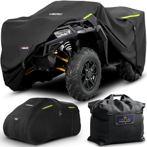 LI LIBZAKI 600D ATV Cover Waterproof Heavy Duty Trailerable 4 Wheeler Quad All Season Weather Proof Outdoor UV Protection for Polaris Kawasaki Yamaha Suzuki CanAm BlackL - Image 1