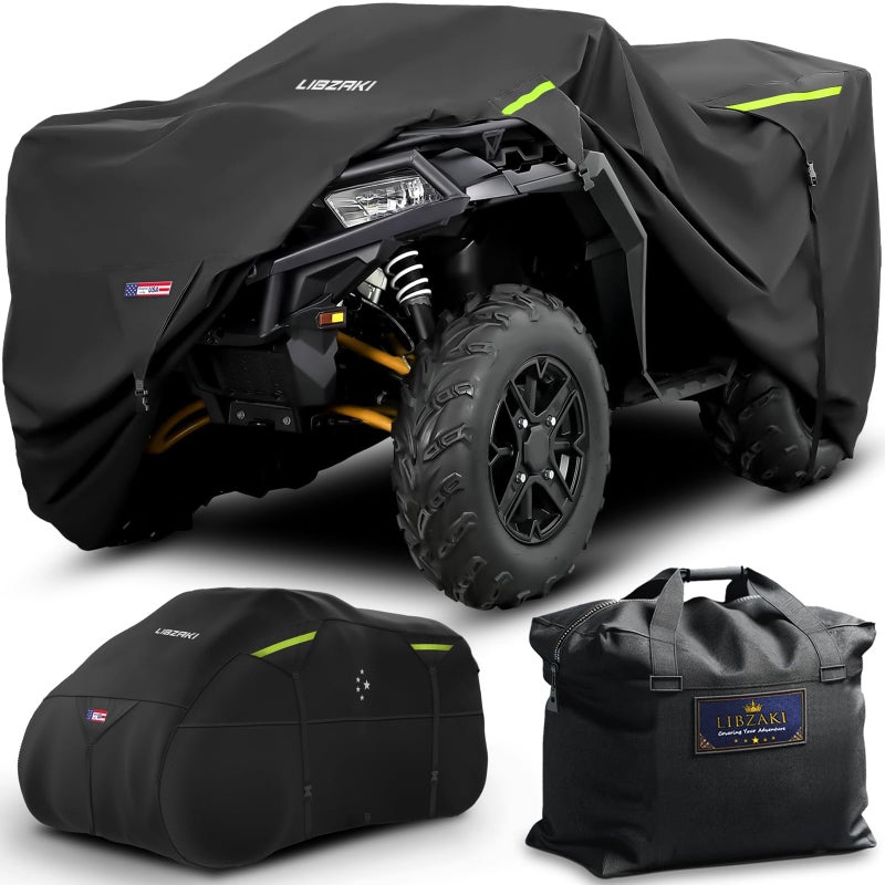 LI LIBZAKI 600D ATV Cover Waterproof Heavy Duty Trailerable 4 Wheeler Quad All Season Weather Proof Outdoor UV Protection for Polaris Kawasaki Yamaha Suzuki CanAm BlackL - Image 2