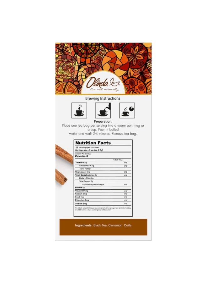 Olinda Ceylum Cinammon Black Tea 25 Tea Bags 50 G - Image 2