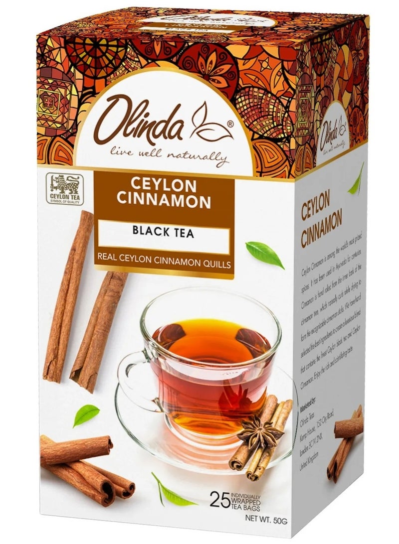 Olinda Ceylum Cinammon Black Tea 25 Tea Bags 50 G - Image 1