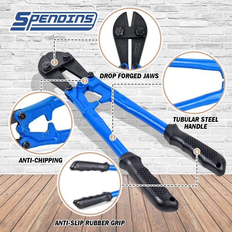 SPENDINS 14 IN Bolt Cutter with Drop Forged Cr-Mo Alloy Steel Blades,with Ergonomic Handle,Heavy Duty Metal Cutter for Rebars, Chains, Locks, Wires, Bolts, Fence. - Image 4