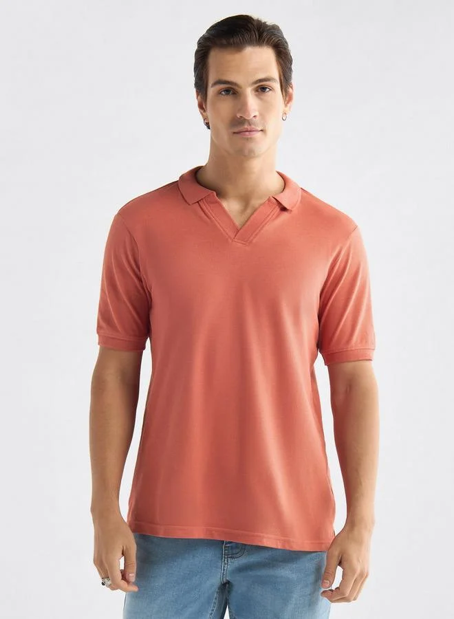 سبلاش فيڤ تيشيرت بولو سادة بأكمام قصيرة