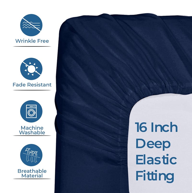 DAN RIVER DAN RIVER Queen Jersey Sheet Set|Luxury Heather 100% Cotton Bed Sheets|T-Shirt Sheets|All Season Bedding|Soft Comfortable Deep Pocket Jersey Cotton Bed Sheets (4Pc  Queen  Navy)  - Image 5