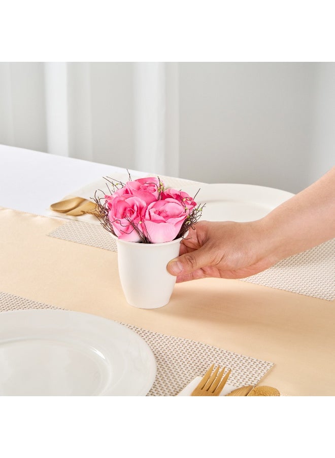 Restaurantware 4 x 6 Inch Faux Roses, 12 Potted Artificial Pink Roses - 6 Blooms, Use As Centerpieces, Home Decor, Or Office Decor, Pink Plastic Fake Roses, For Weddings Or Parties, In Plastic Pots  - Image 5