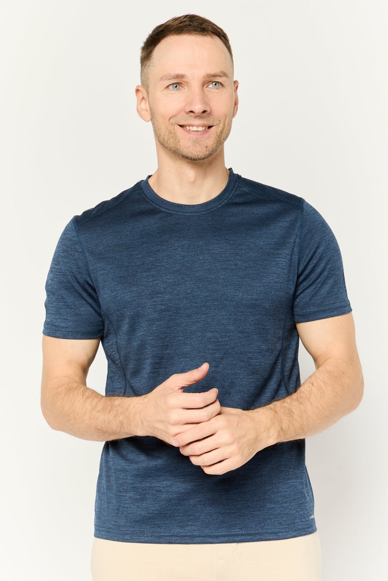 MOTION Men Sportswear Fit Short Sleeves Outdoor T-Shirt, Navy - Image 1