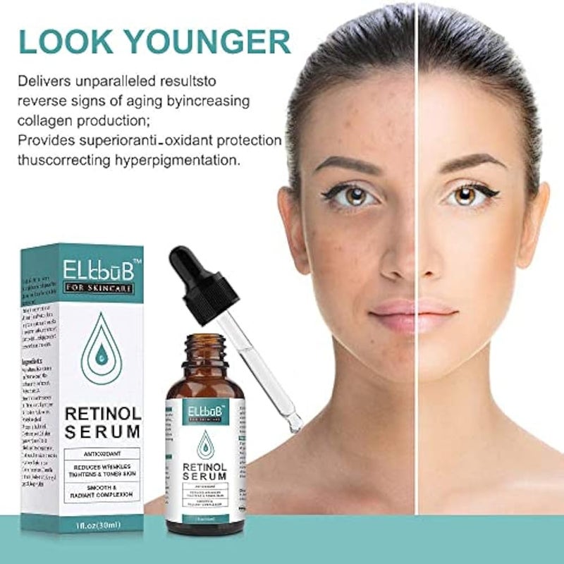ELBBUB Retinol Serum Retinol Liposome Delivery System Anti Wrinkle Firming Serum with Vitamin C & Vegan Hyaluronic Acid for Face Cleavage and Body - Image 3