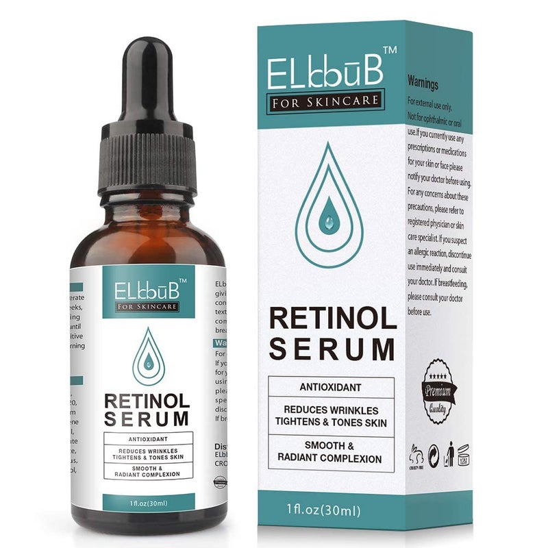 ELBBUB Retinol Serum Retinol Liposome Delivery System Anti Wrinkle Firming Serum with Vitamin C & Vegan Hyaluronic Acid for Face Cleavage and Body - Image 1