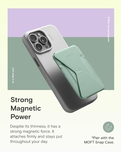 MOFT Magnetic Wallet Stand Compatible with iPhone 17/16/15/14/13/12 Series, Angle Adjustment & Magsafe Compatible MOVAS Phone Stand,Seafoam - Image 4