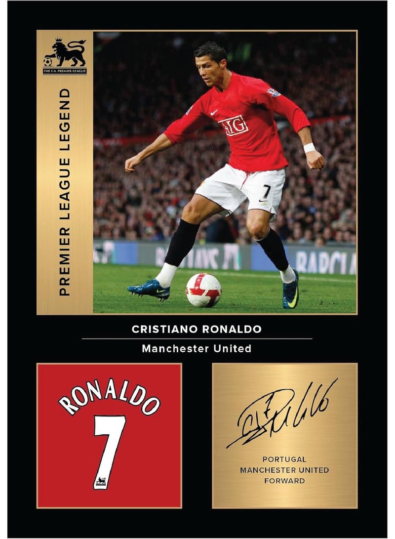 EMODA HOME TROVE Cristiano Ronaldo Manchester United Legends Signed A4 Photo – Printed Gift for United Fans – Digitally Reproduced Signature – Unframed 8.3x11.7 Inch (21x29.7 cm) - Image 1