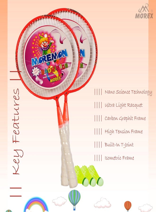 MOVEX Morex Badminton Racket Set with 3pcs Plastic Shuttlecocks - Lightweight, Durable Badminton Set for Beginners & Intermediate Players | Ideal for Outdoor & Indoor Sports for Kids - Image 3