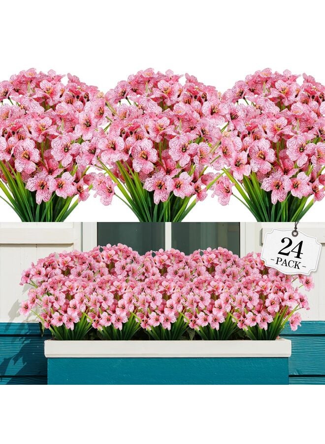 ٢٤ قطعة من الزهور الاصطناعية الخارجية، زهور بلاستيكية صناعية لا تبهت، نباتات صناعية لتزيين الأواني المعلقة، الحدائق الداخلية والخارجية، الشرفات، صناديق النوافذ، المنازل، حفلات الزفاف، والمنازل الريفية - Image 1