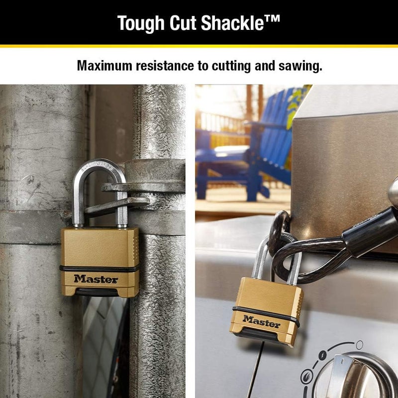 Master Lock Heavy Duty Weatherproof Combination Padlock with Brass Finish, M175XDLF - Image 3