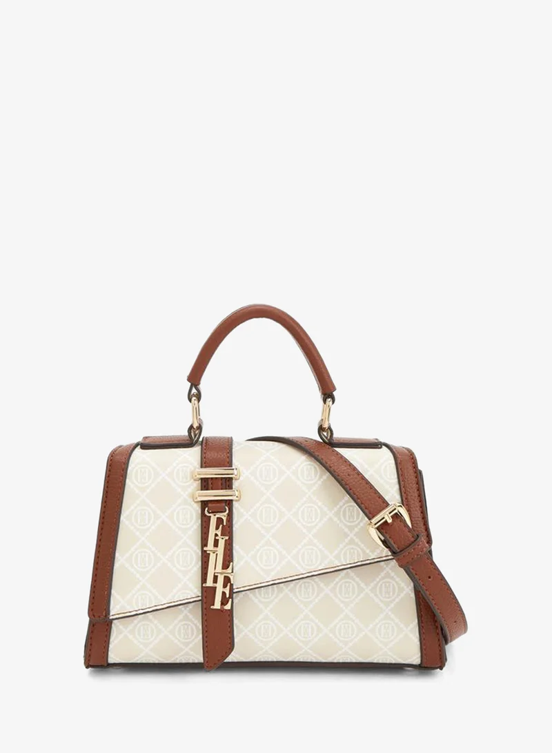 ايل Monogram Print Satchel Bag With Detachable Strap
