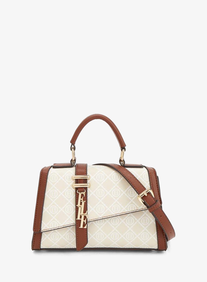 ELLE Monogram Print Satchel Bag With Detachable Strap - Image 1
