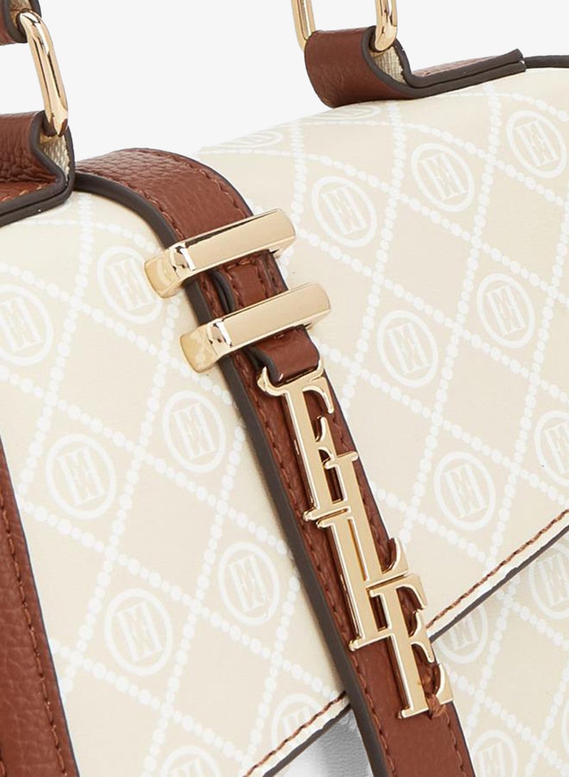 ELLE Monogram Print Satchel Bag With Detachable Strap - Image 4