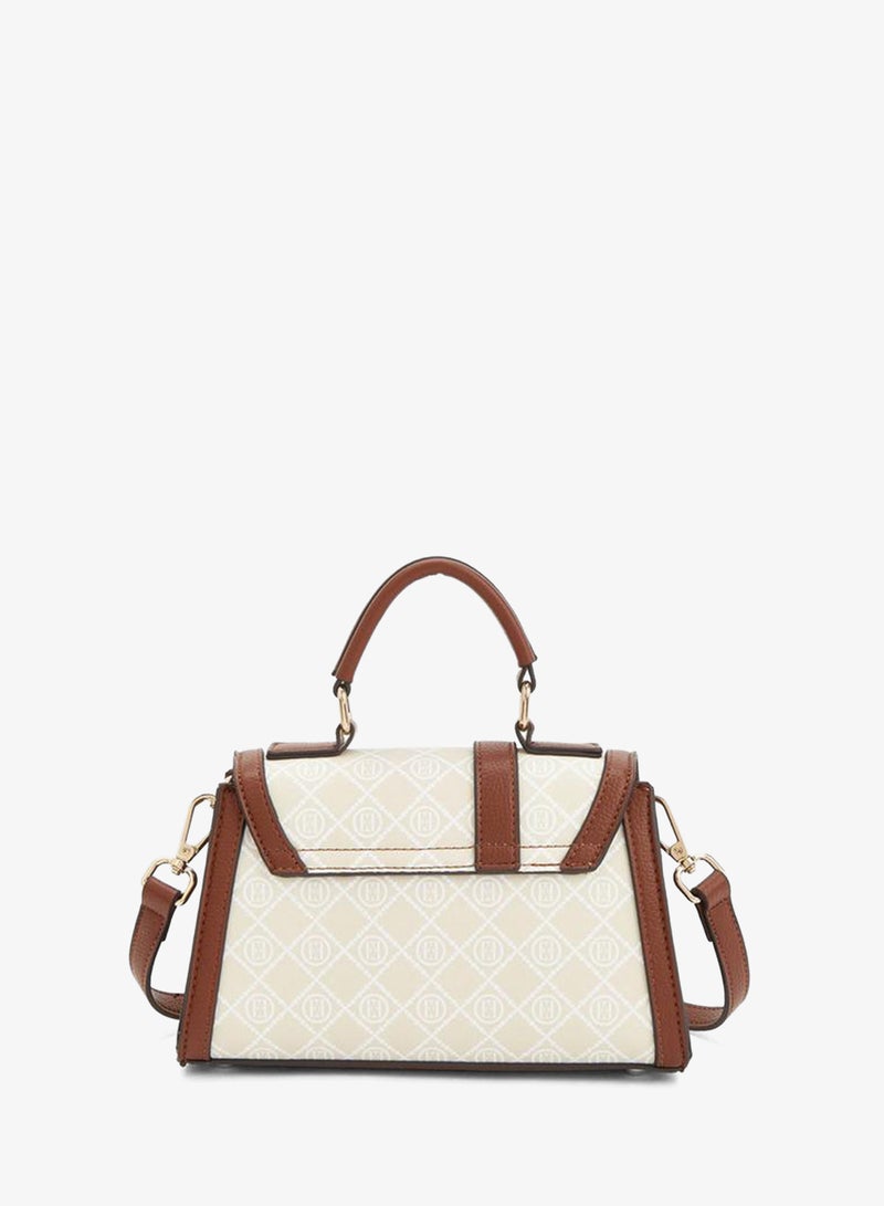 ELLE Monogram Print Satchel Bag With Detachable Strap - Image 5