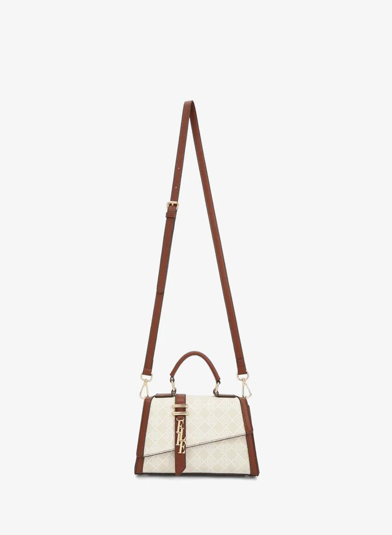 ايل Monogram Print Satchel Bag With Detachable Strap
