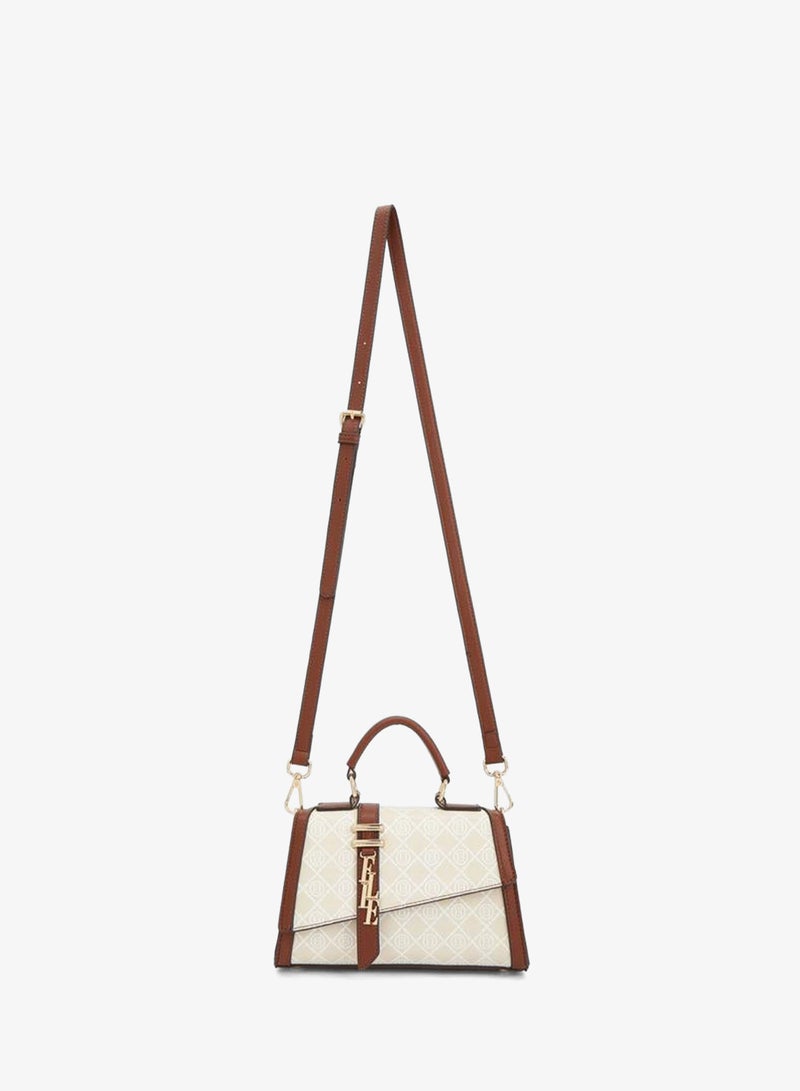 ELLE Monogram Print Satchel Bag With Detachable Strap - Image 2