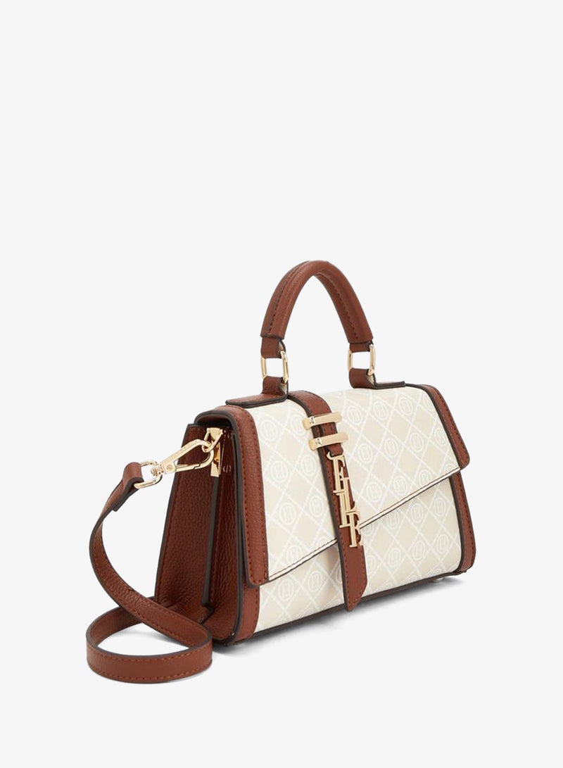 ELLE Monogram Print Satchel Bag With Detachable Strap - Image 3