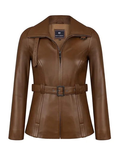 فيليكس هاردي جاكيت جلدي كلاسيكي بحزام