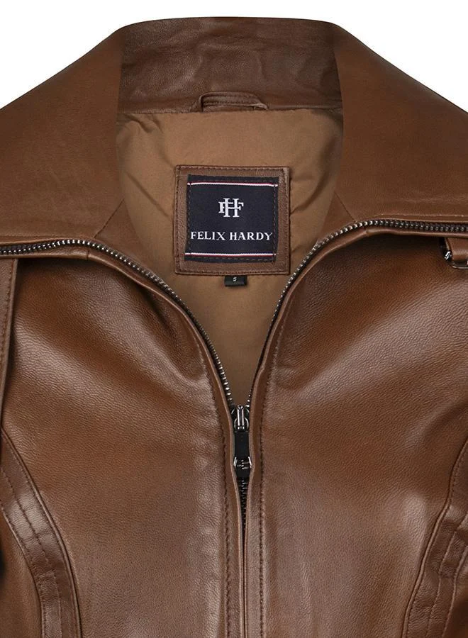 FELIX HARDY Genuine Leather Classic Jacket with Belt