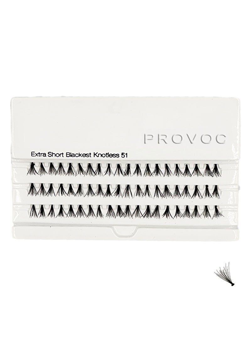 PROVOC Artificial Lashes FLARE 51 Extra Short Blackest Knotless