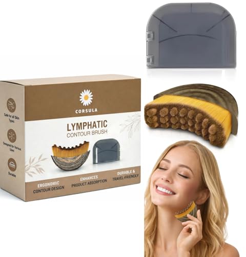 CORSULA Lymphatic Contour Face Brush, Manual Lymphatic Drainage Massager, Natural Makeup Brushes with Durable Soft Bristles, Hypoallergenic Ergonomic Facial Cleansing Brush for Sculpting - Image 1