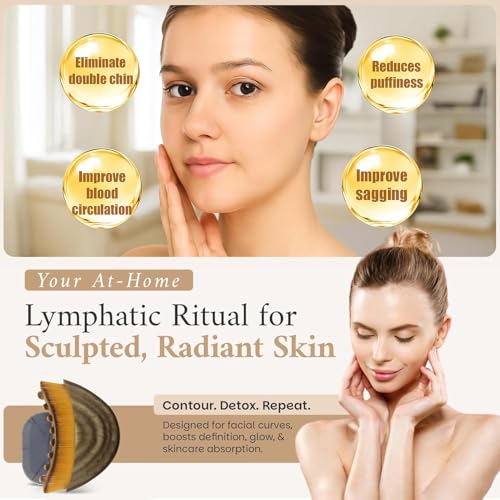 CORSULA Lymphatic Contour Face Brush, Manual Lymphatic Drainage Massager, Natural Makeup Brushes with Durable Soft Bristles, Hypoallergenic Ergonomic Facial Cleansing Brush for Sculpting - Image 2