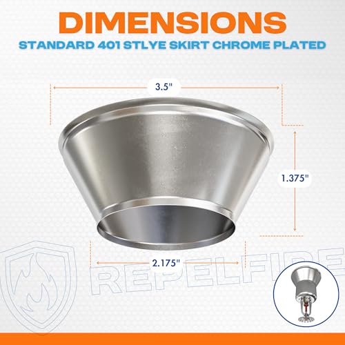 RepelFire Fire Sprinkler Escutcheon Skirt, Standard 401 Style Escutcheon Pendant Skirt Chrome Plated, Works with Standard 401 Style Cup and Retrofit 2 Piece Cup, Fire Sprinkler Skirt - Image 3