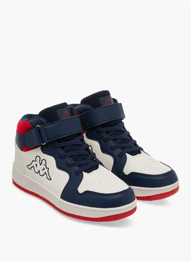 Kappa Boys' Colourblock High Top Sneakers with Hook and Loop Closure