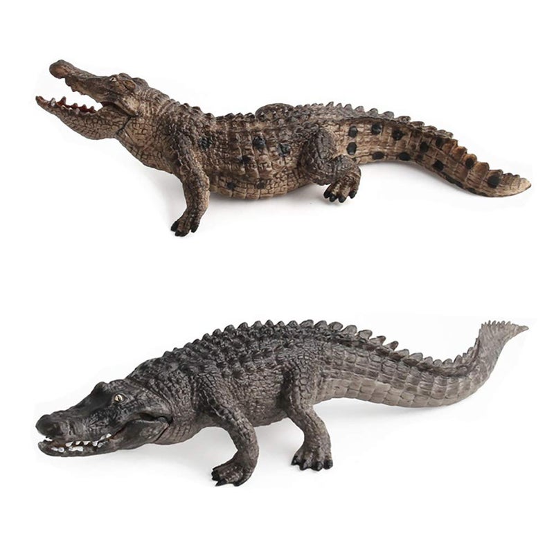 DOYIFun 2 Pcs Simulated Crocodiles Model Figure Toy, Realistic Alligator Figurines Collection Playset Science Educational Props - Image 1