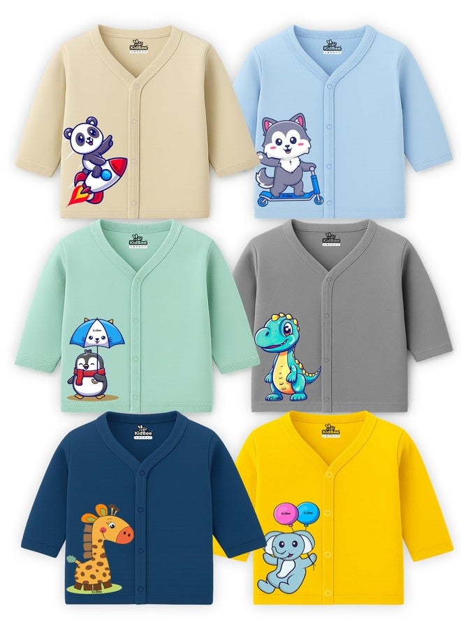 Kidbee Unisex Baby Boys & Girls Cotton Jabla Tops/Jabla/T-Shirt, Skin-Friendly Fabric, Front Button, Full Sleeve, Pack of 6 (in, Age, 18 Months, 24 Months, Regular, BS-JFS-Multi-6pc) - Image 1