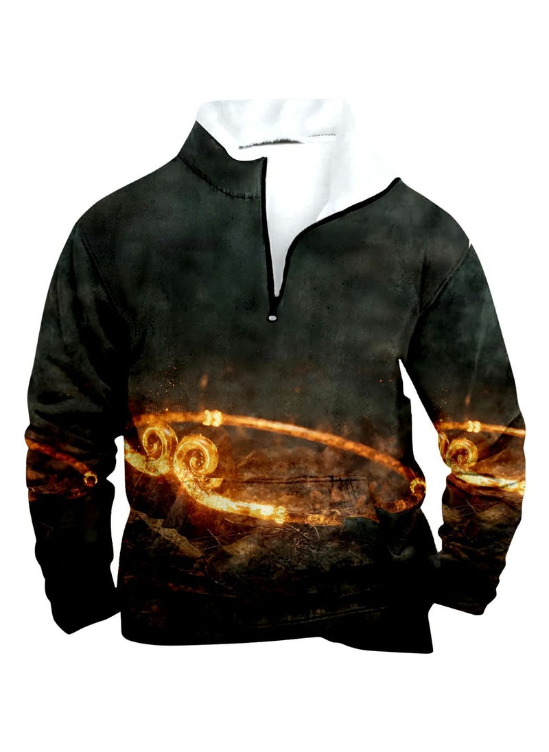 MQD Black Myth Wukong Woolen Collar Hoodie Standing Collar Half Zipper Round Collar Hoodie 