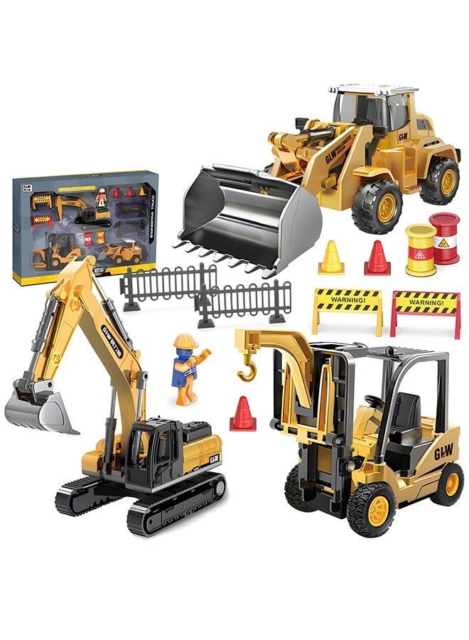 Bukela Construction Vehicles Truck Toys,Excavator Digger Bulldozer Forklift Toys,Construction Trucks Toy Set for Kids - Image 1