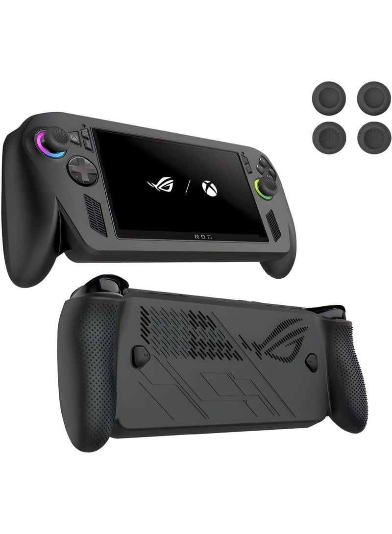 Silicone Cover Case for ASUS ROG Xbox Ally/Ally X, Protective Sleeve with Thumb Grip Caps Anti-Scratch Soft Fitted Skin Case Grip Cover for ROG Xbox Ally X Handheld Video Game Console (Black) - Image 1