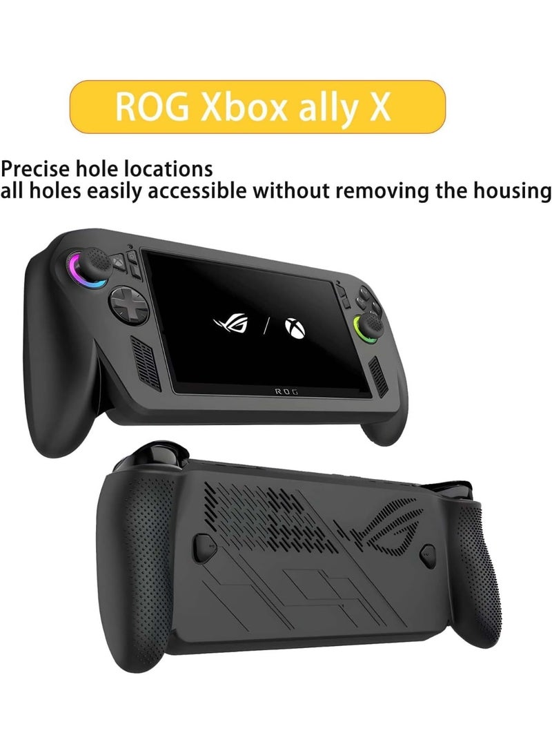 Silicone Cover Case for ASUS ROG Xbox Ally/Ally X, Protective Sleeve with Thumb Grip Caps Anti-Scratch Soft Fitted Skin Case Grip Cover for ROG Xbox Ally X Handheld Video Game Console (Black) - Image 2