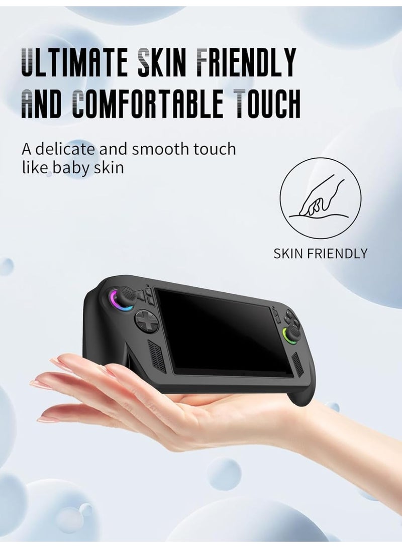 Silicone Cover Case for ASUS ROG Xbox Ally/Ally X, Protective Sleeve with Thumb Grip Caps Anti-Scratch Soft Fitted Skin Case Grip Cover for ROG Xbox Ally X Handheld Video Game Console (Black) - Image 4