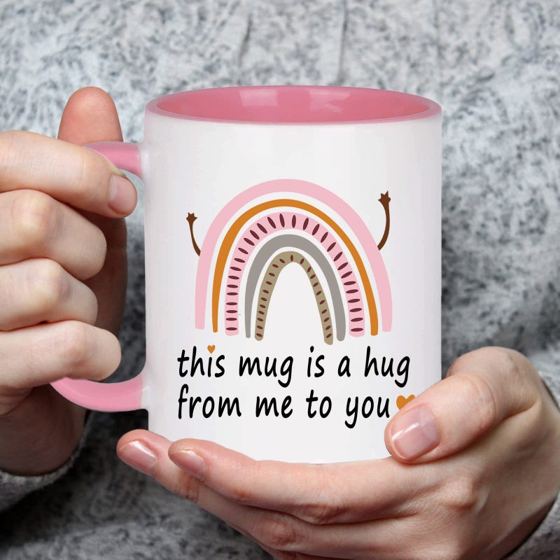 WENSSY Friendship Gifts: Hug Mug - 11 Oz Pink, Perfect for Best Friends, Birthday, Christmas & White Elephant Gifts - Image 2