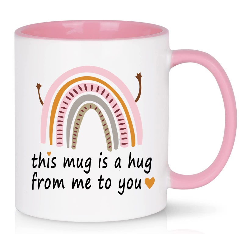 WENSSY Friendship Gifts: Hug Mug - 11 Oz Pink, Perfect for Best Friends, Birthday, Christmas & White Elephant Gifts - Image 1