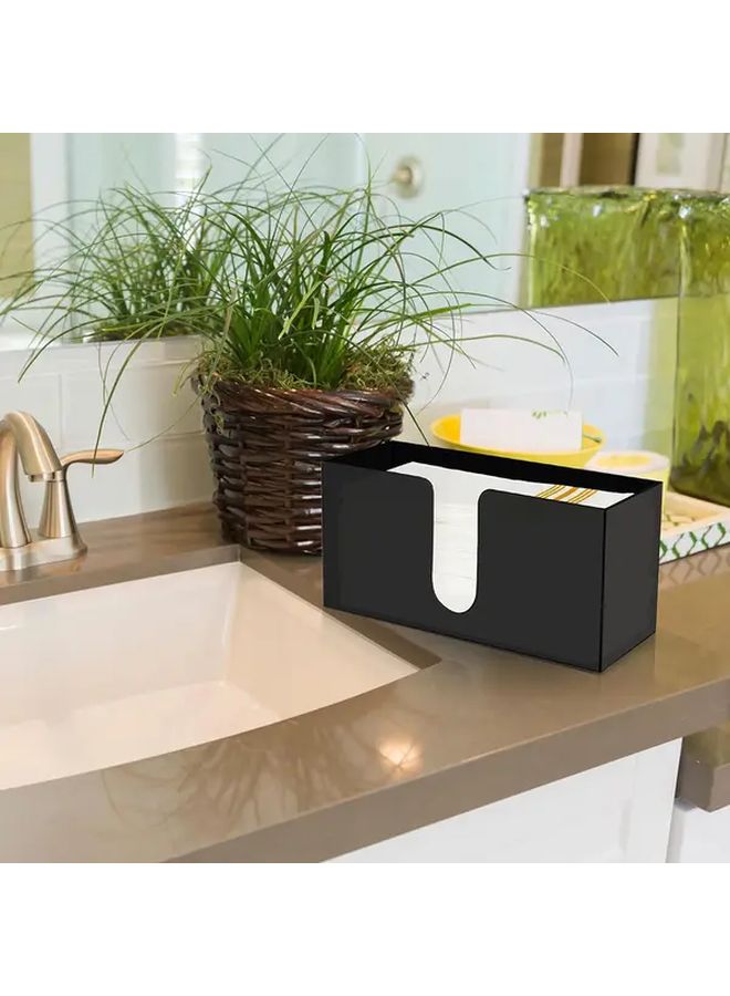 Black Acrylic Rectangular Paper Towel Dispenser Holder For Kitchen Bathroom Countertop - Image 2