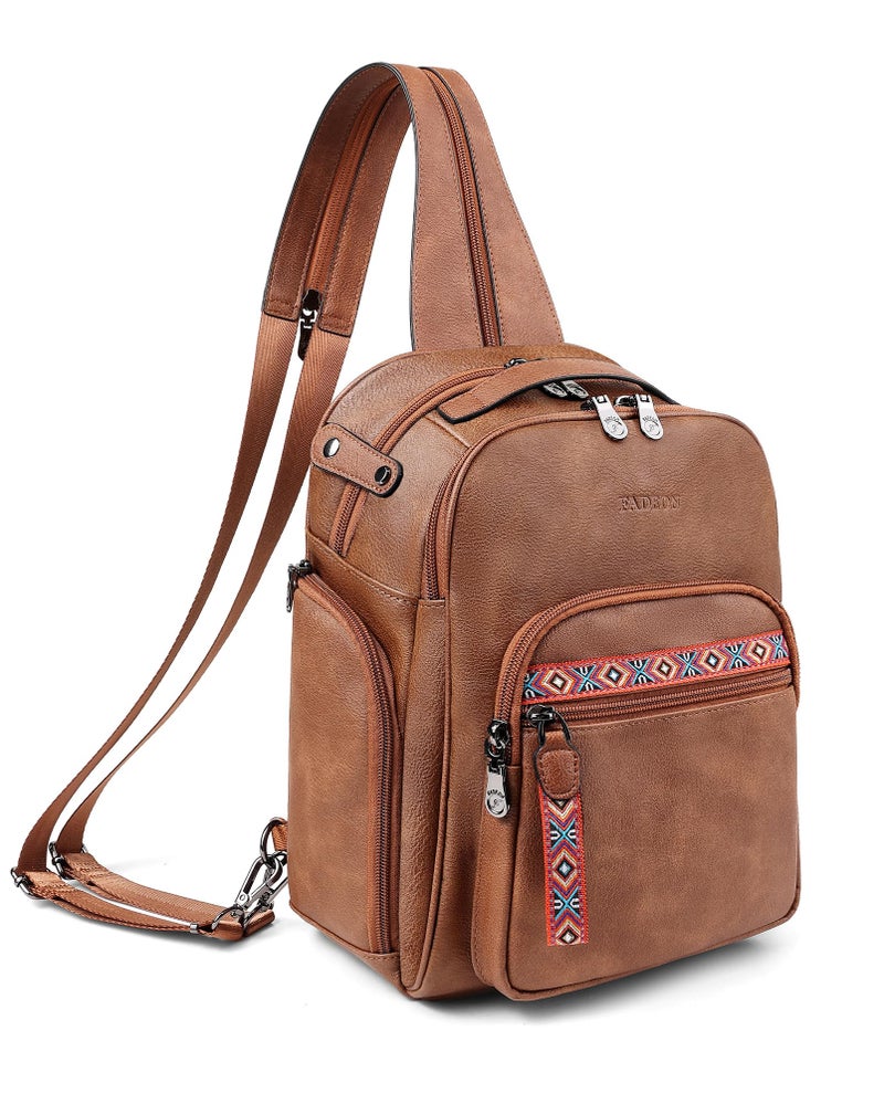 FADEON Large Sling Bag for Women, Designer Leather Crossbody Purse Convertible Sling Backpack, Anti Theft Daypack for Travel - Image 1