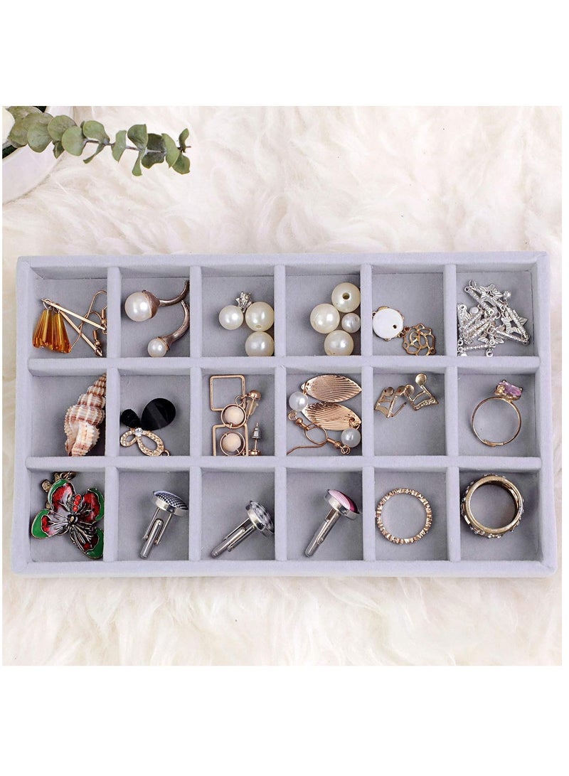 XiuWoo 4 PCS Stackable Jewelry Organizer Trays, Drawer Organizer and Jewelry Display Case Storage Container for Earring Necklace Rings Bracelet with Removable Dividers - Image 4