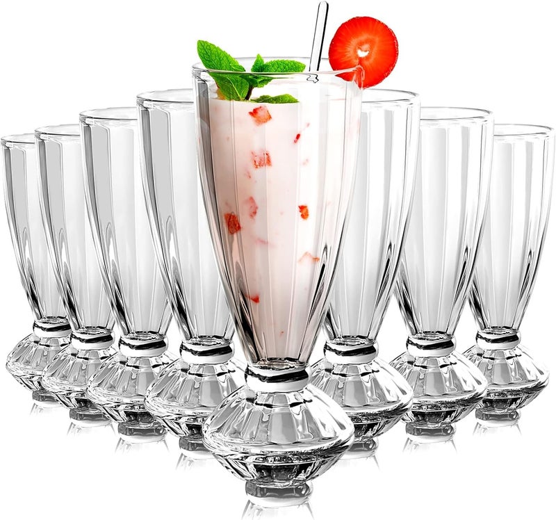 BLISS START BLISS START Ice Cream Cups Classic Sundae Style Glass Cups Thick and Durable for Sundaes 360 ml Milkshakes Fashioned Soda Glasses Desserts Set of 6 Fountain Classic Dessert Glasses Clear  - Image 5
