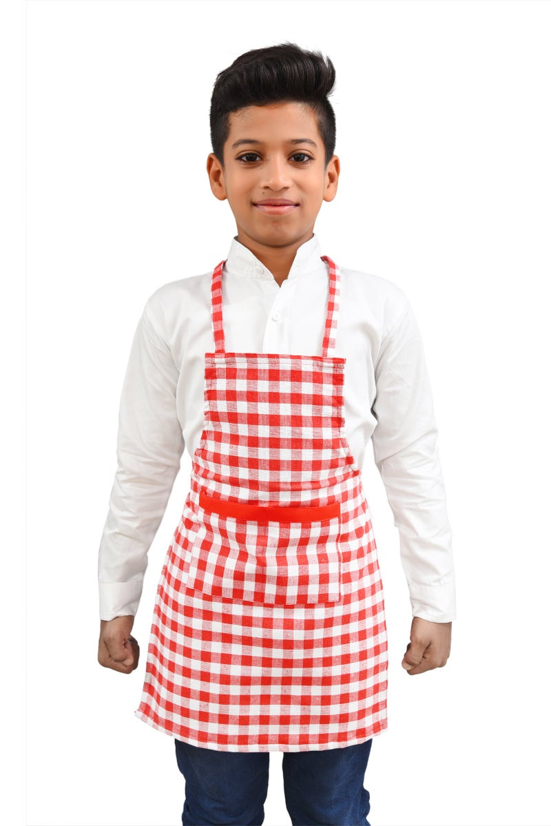 Switchon Waterproof Kids Multi Purpose Cooking Painting and School Apron in Checks Pack of 2 Apron - Image 5