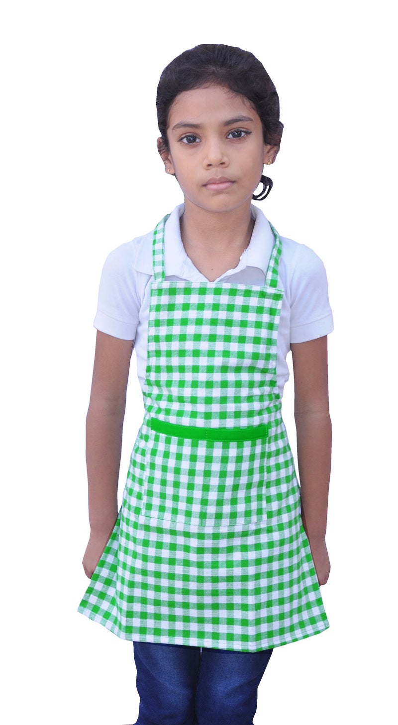 Switchon Waterproof Kids Multi Purpose Cooking Painting and School Apron in Checks Pack of 2 Apron - Image 4