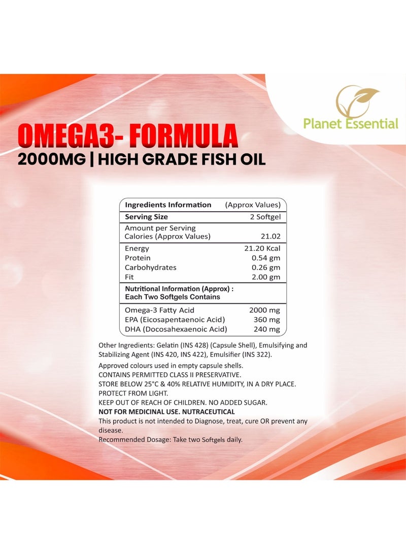 Planet Essential Omega 3 2000mg Fish Oil 60 Softgels - Image 2