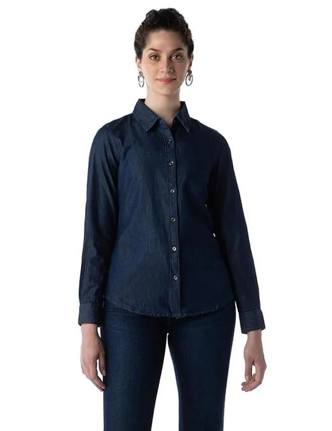 inkd Women's Full Sleeve Casual Denim Shirt - 100% Cotton | Front Button Detailing | Regular Fit