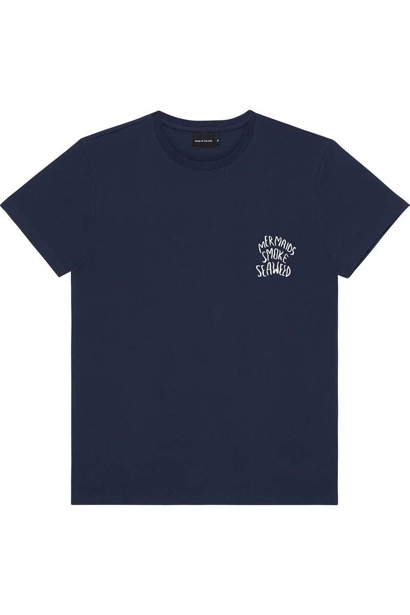 Bask in the Sun Seaweed Navy T-Shirt 100% Organic Cotton