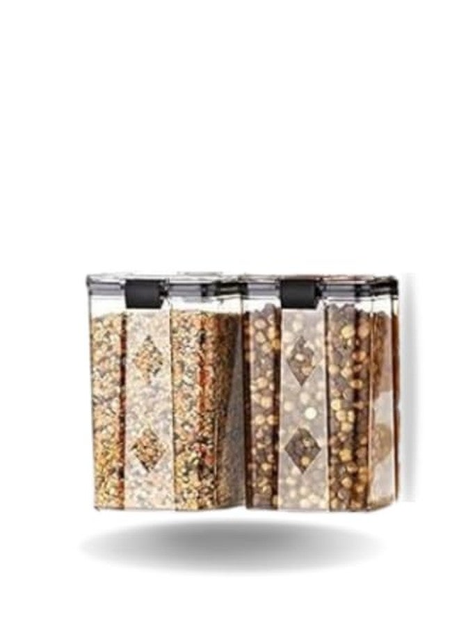 LEMBOSE Air Tight Containers for Kitchen Storage Set | BPA-Free Food Storage Containers | Kitchen Organizer & Accessories | Transparent Plastic Containers for Dry Food, Grains & Snacks (Pack of 2, 400ml) - Image 1