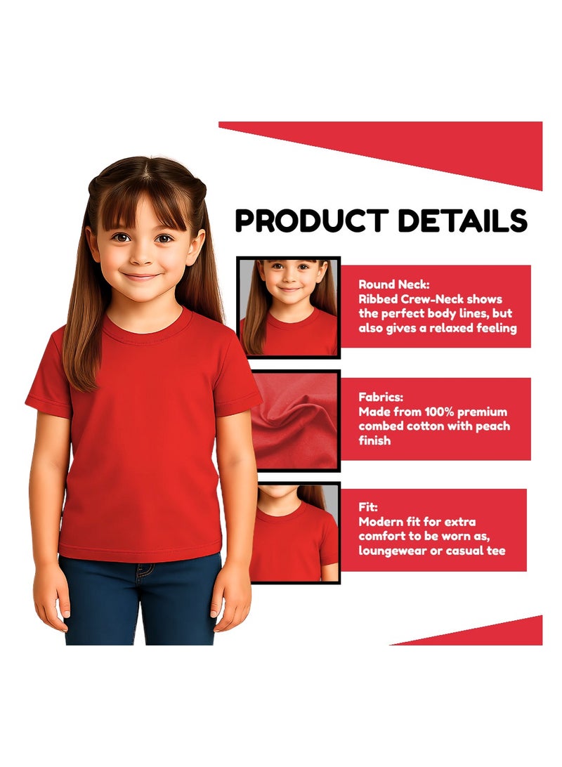 برينت شوب فور مي تي شيرت Printshop4me للأطفال برقبة دائرية للفتيات 170 جرامًا في المتر المربع من القطن الخالص الألوان الأساسية - Image 3